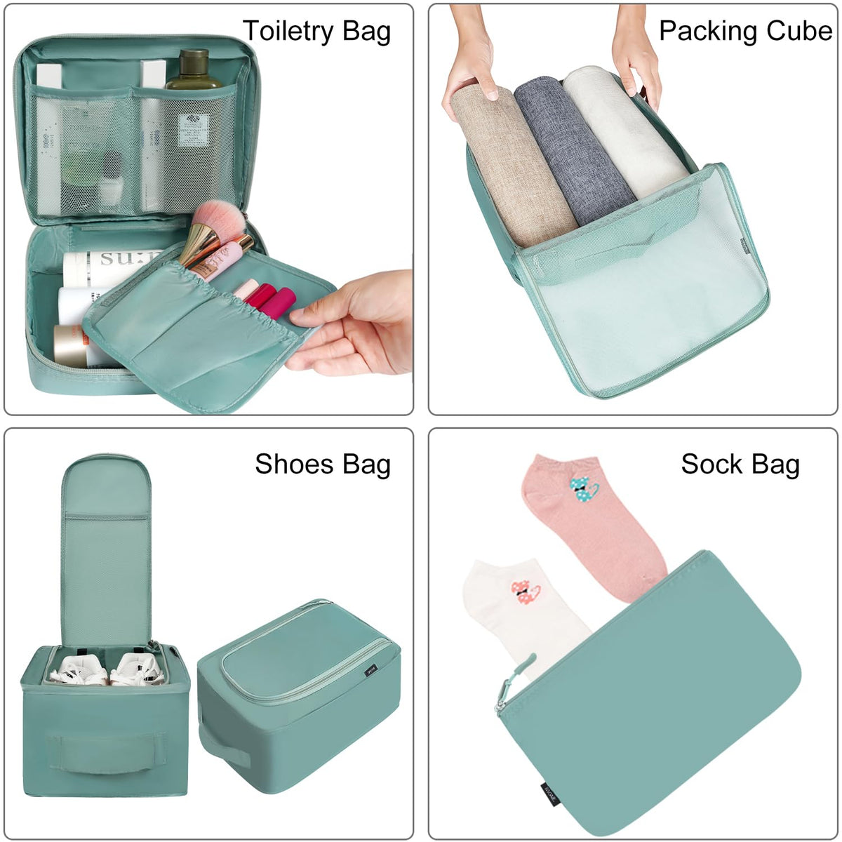 BAGAIL 8 Set Packing Cubes Luggage Packing Organizers for Travel Accessories-Cream
