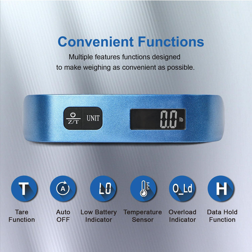 travel inspira Digital Luggage Scale – Portable Hanging Suitcase Weight Scale for Travel, 110 lb Capacity, Backlit LCD Display, Prevents Airport Overweight Fees, Battery Included