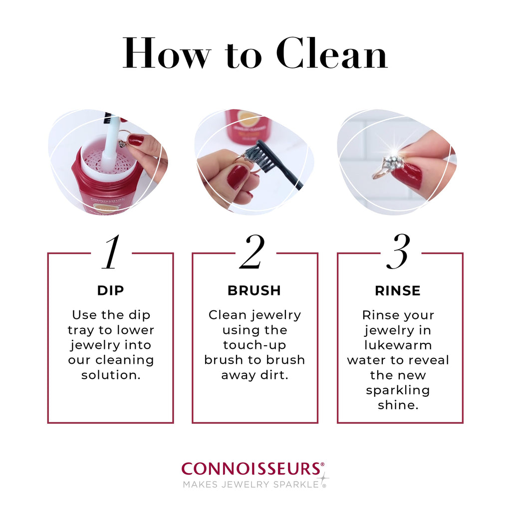 CONNOISSEURS Premium Edition Jewelry Cleaner, Value Size 9.6oz - Pick from Fine, Silver or Delicate Jewelry Cleaner