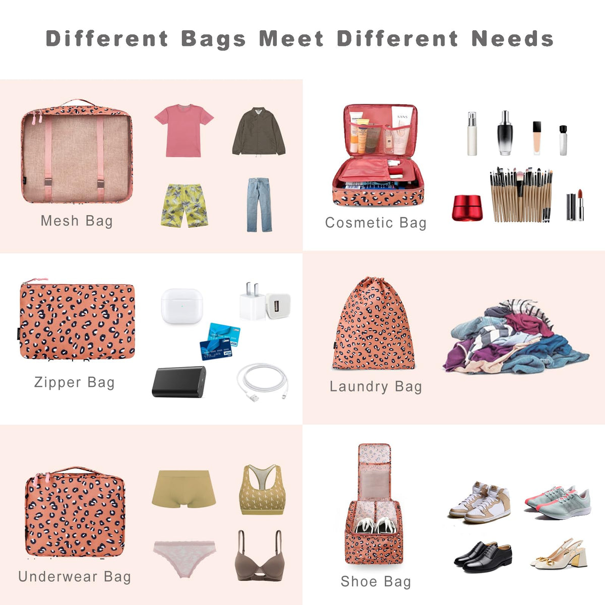 BAGAIL 8 Set Packing Cubes Luggage Packing Organizers for Travel Accessories-Cream