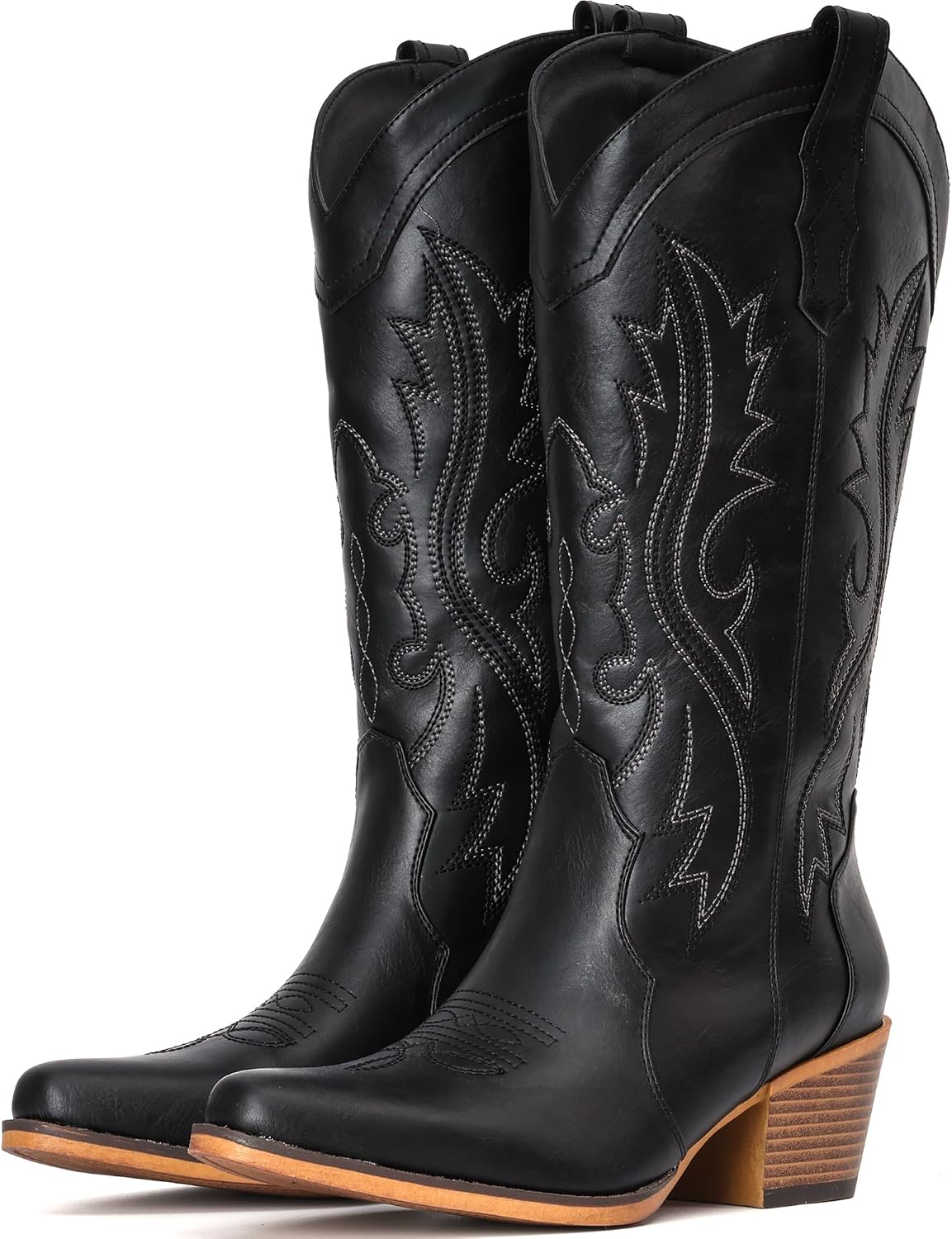 IUV Cowboy Boots For Women Western Cowgirl Boots Mid Calf Snip Toe