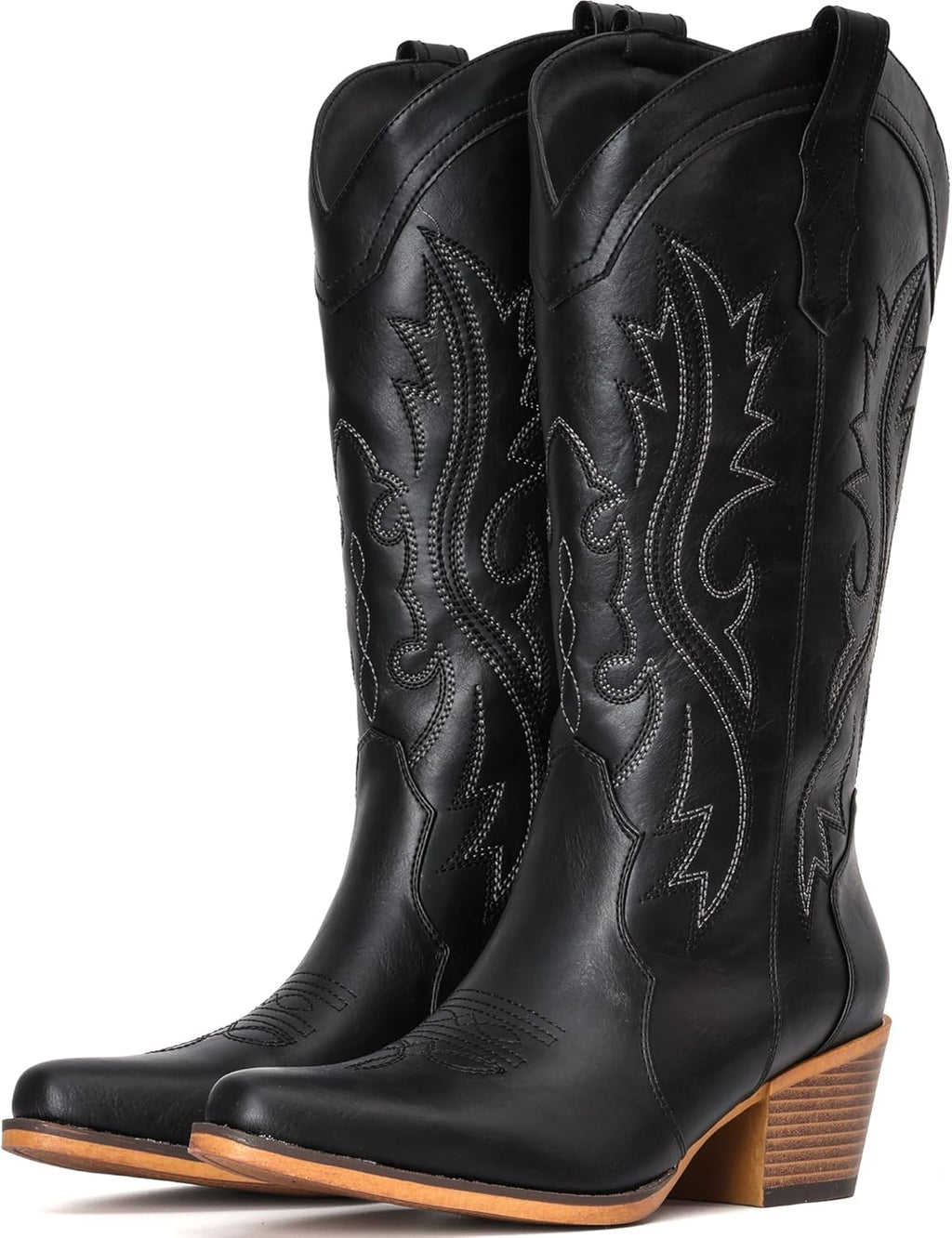 IUV Cowboy Boots For Women Western Cowgirl Boots Mid Calf Snip Toe