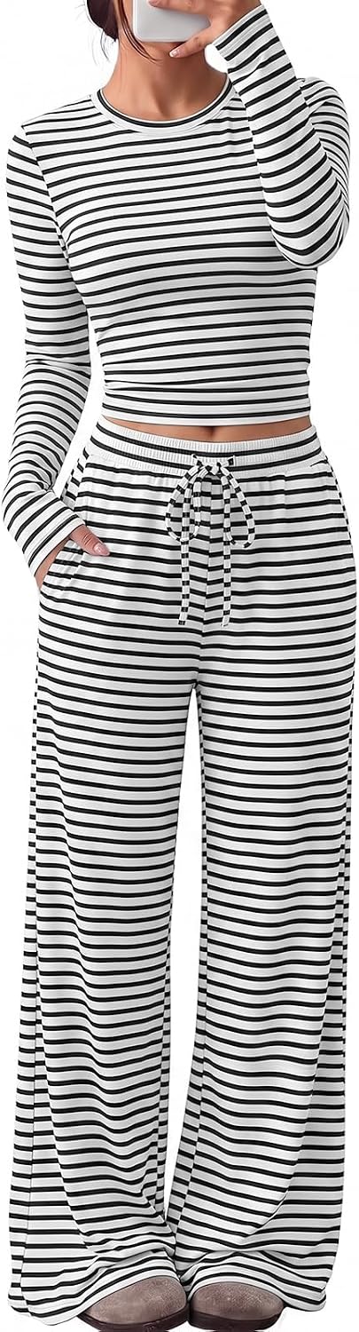 Trendy Queen Women's 2 Piece 2026 Fall Fashion Lounge Set with Pockets