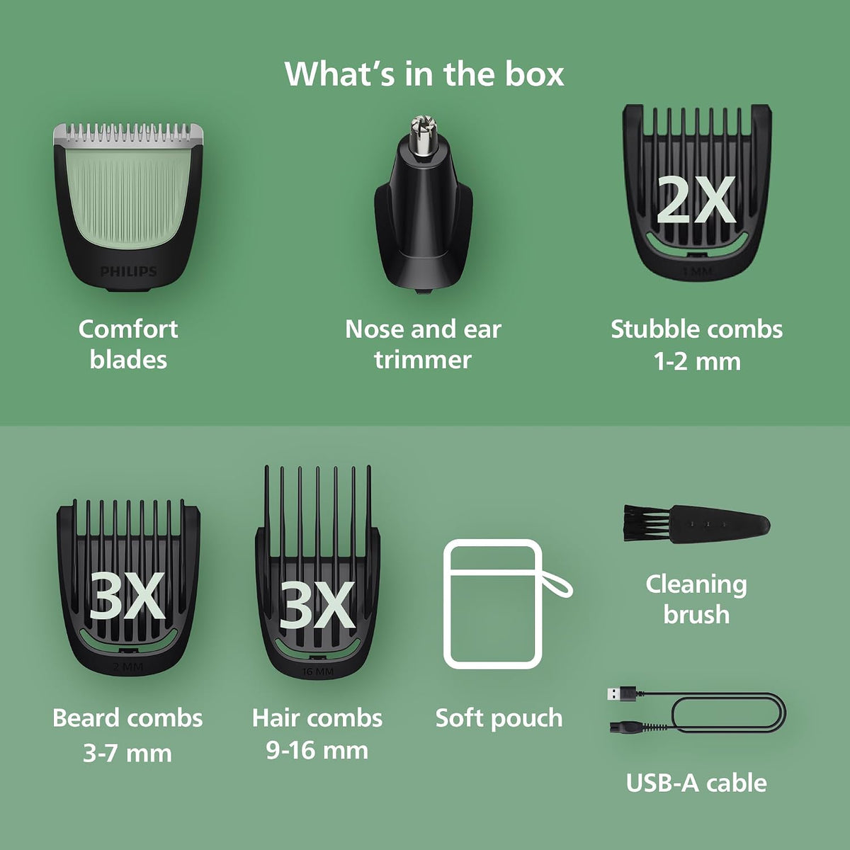 Philips Norelco All-in-One 3000 13-in-1 Trimmer, Face & Hair, Comfort Tips