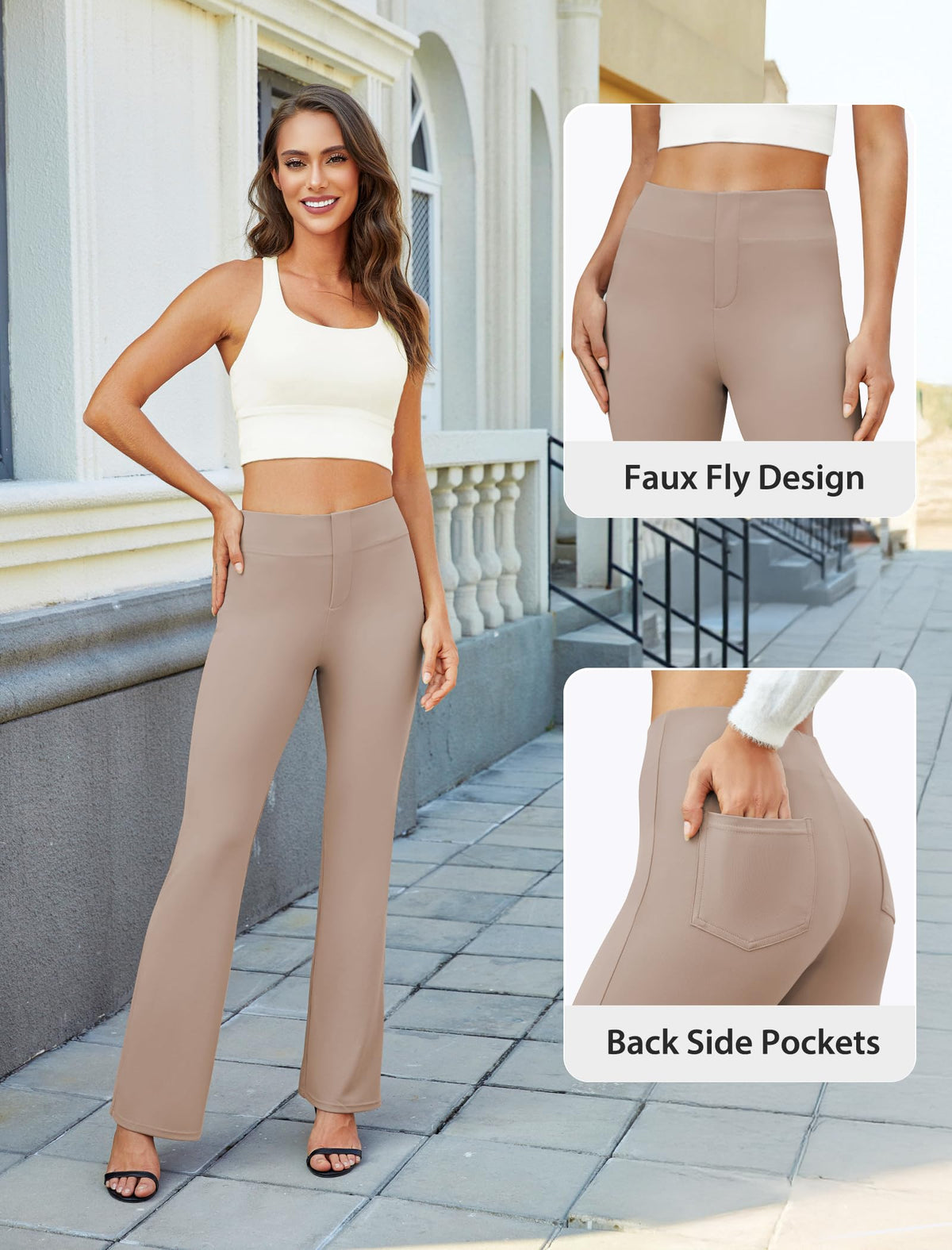 DLOODA Womens Bootcut Dress Pants Business Casual Work Pants with Pockets