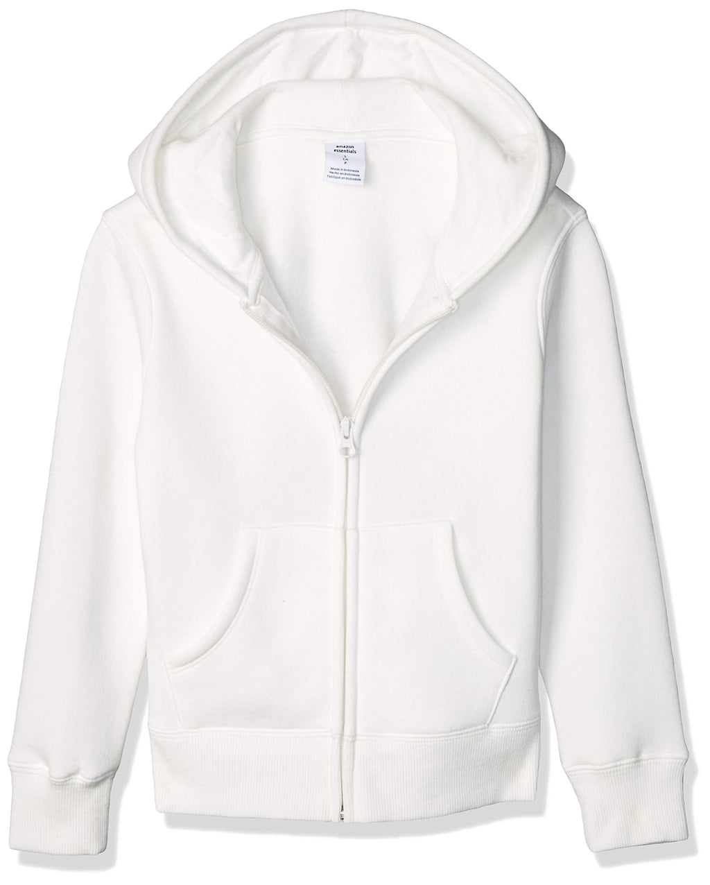 Amazon Essentials Girls and Toddlers' Fleece Zip-Up Hooded Sweatshirt with Lined Hood and Rib Knit Detail