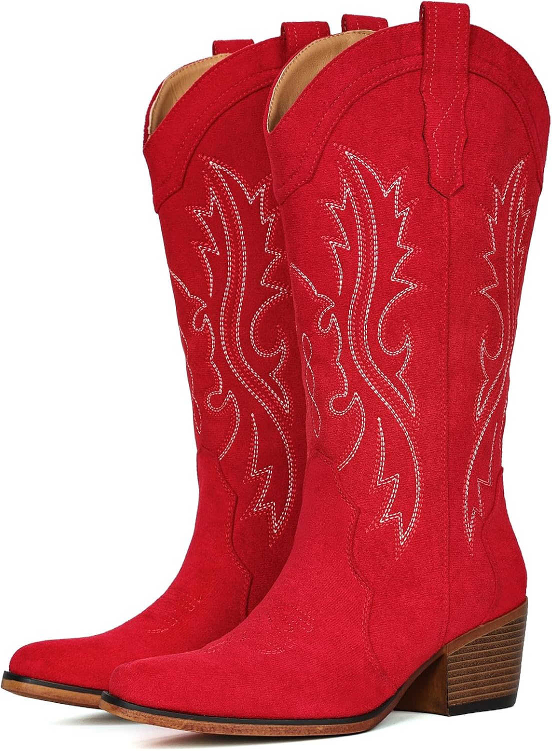 IUV Cowboy Boots For Women Western Cowgirl Boots Mid Calf Snip Toe