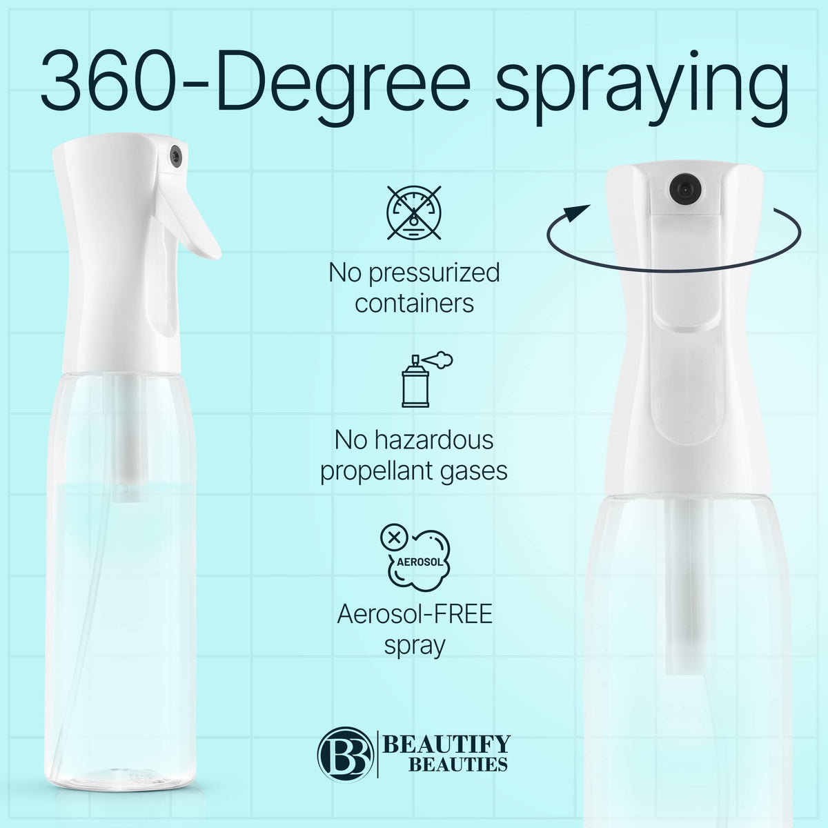 BeautifyBeauties Continuous Spray Bottle for Hair, 10.1 oz Mister Spray