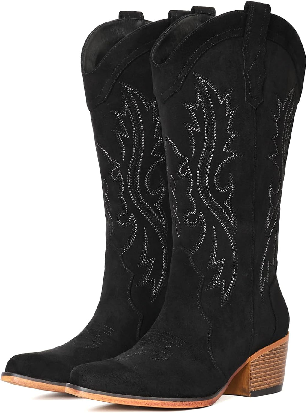 IUV Cowboy Boots For Women Western Cowgirl Boots Mid Calf Snip Toe