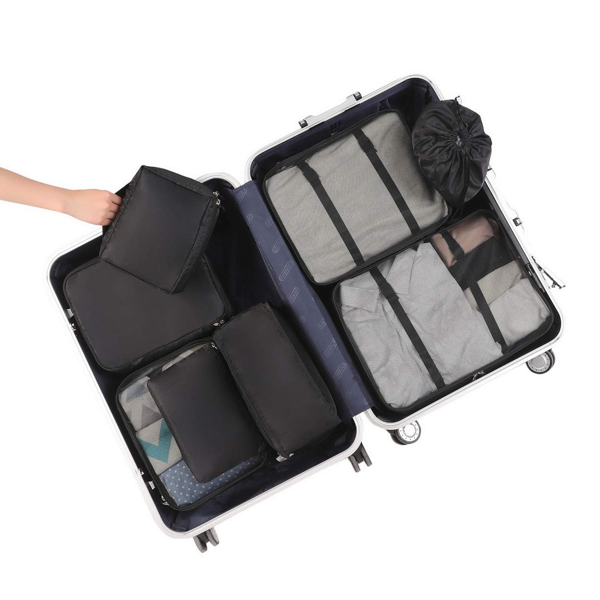 BAGAIL 8 Set Packing Cubes Luggage Packing Organizers for Travel Accessories-Cream