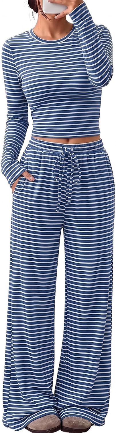 Trendy Queen Women's 2 Piece 2026 Fall Fashion Lounge Set with Pockets