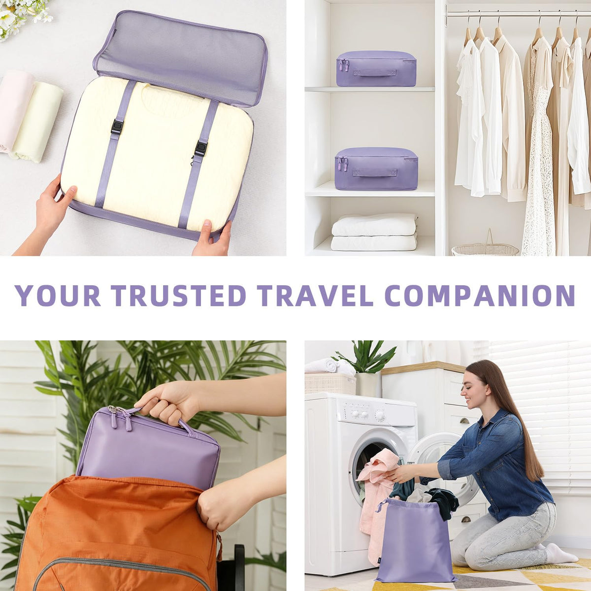 BAGAIL 8 Set Packing Cubes Luggage Packing Organizers for Travel Accessories-Cream