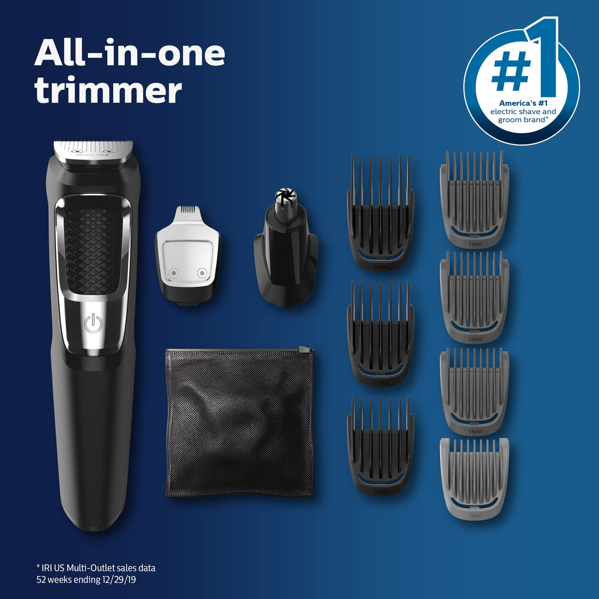 Philips Norelco All-in-One 3000 13-in-1 Trimmer, Face & Hair, Comfort Tips