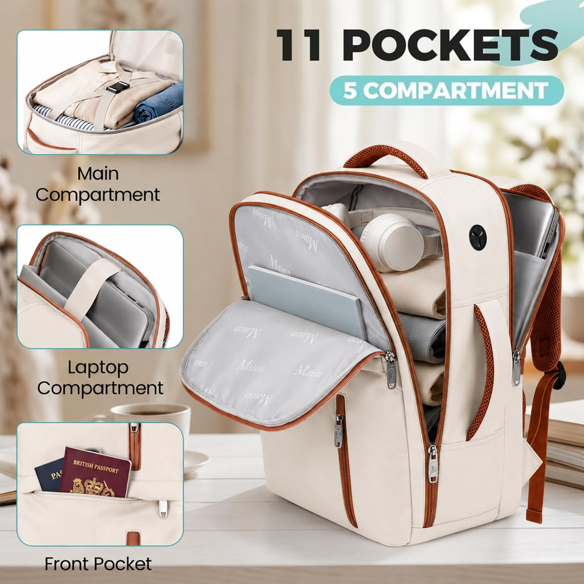 MATEIN for New Ryanair Cabin Bags 40x30x20, Travel Backpack Cabin Size