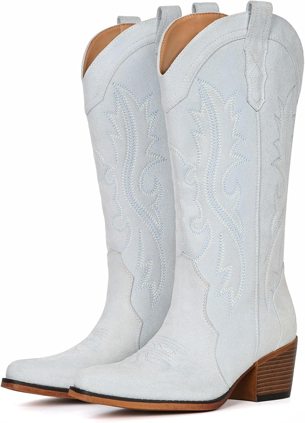 IUV Cowboy Boots For Women Western Cowgirl Boots Mid Calf Snip Toe