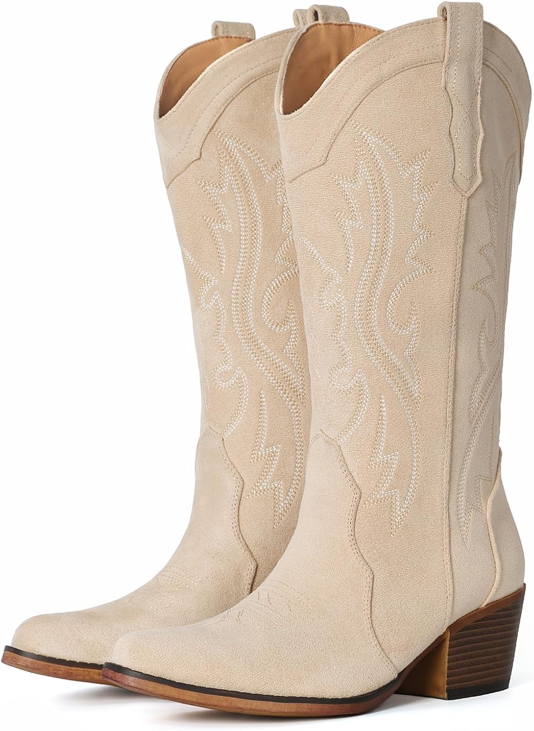 IUV Cowboy Boots For Women Western Cowgirl Boots Mid Calf Snip Toe