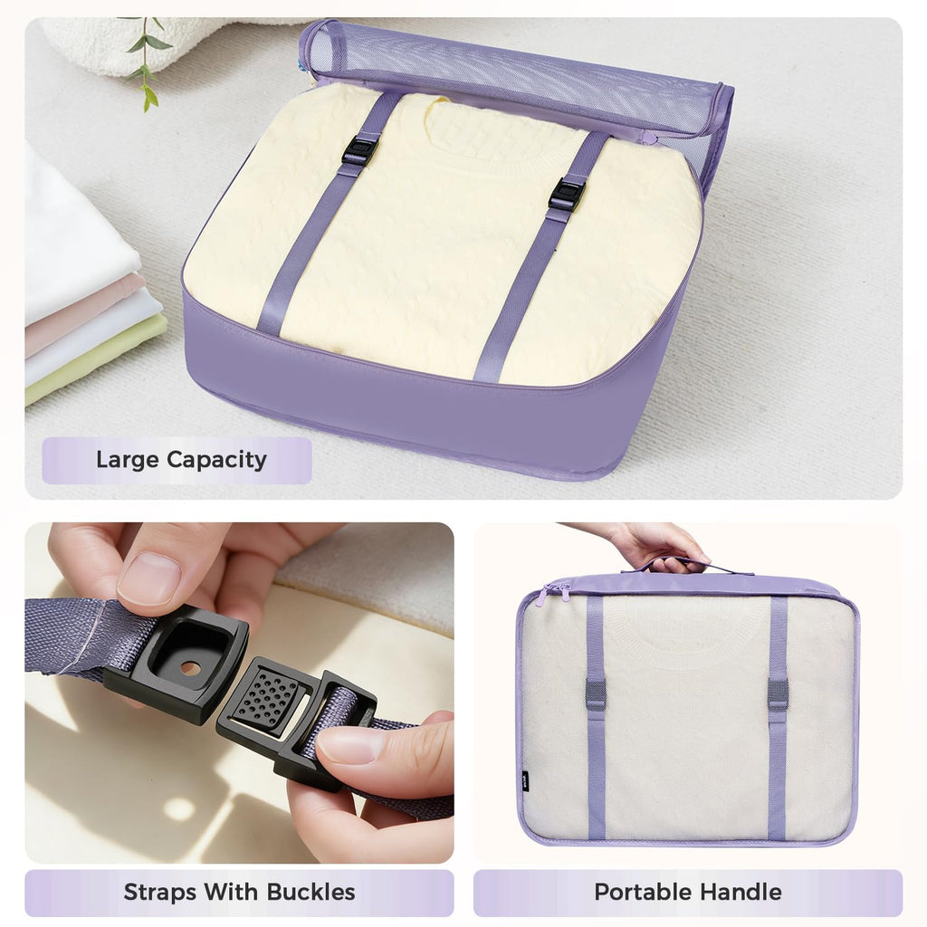 BAGAIL 8 Set Packing Cubes Luggage Packing Organizers for Travel Accessories-Cream