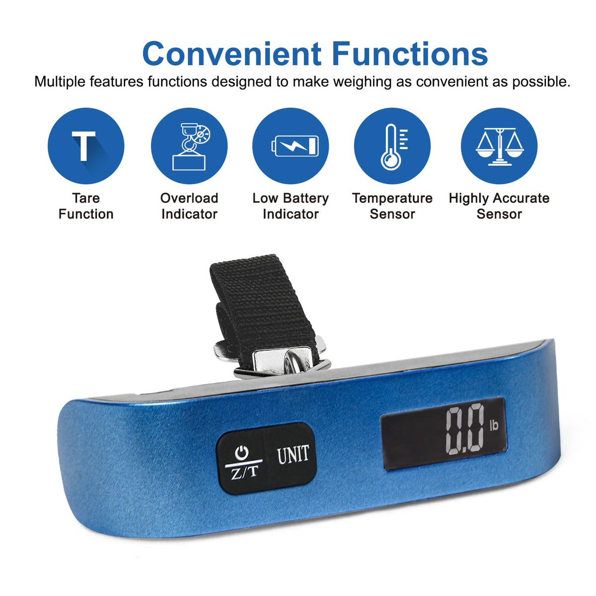travel inspira Digital Luggage Scale – Portable Hanging Suitcase Weight Scale for Travel, 110 lb Capacity, Backlit LCD Display, Prevents Airport Overweight Fees, Battery Included