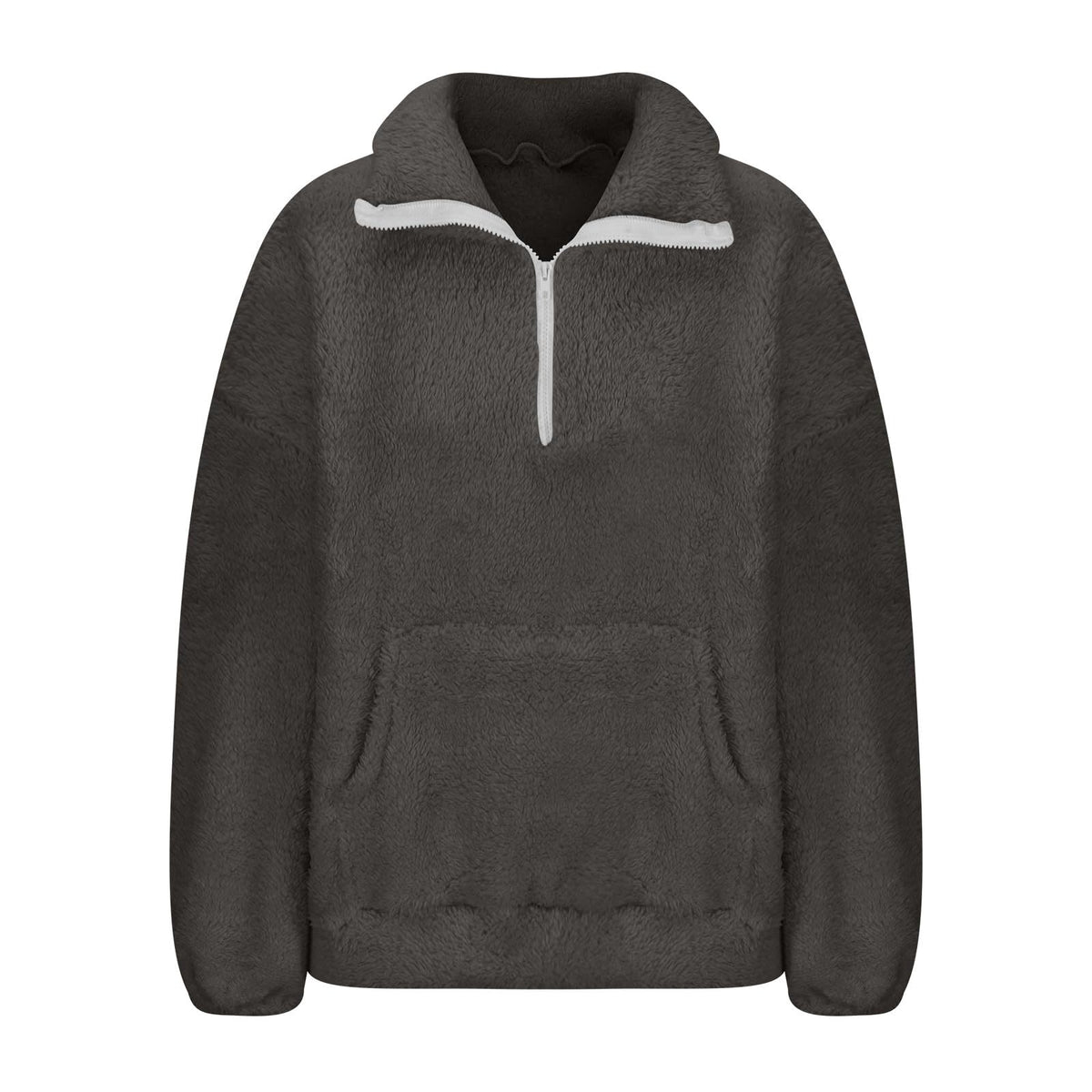 Teddy Fleece Jacket Women 2026 Fashion Half Zip Crop Long Sleeve Stand Collar Fleece Tunic Tops Blouse Zip Up Double Jumpers Loose Fit Casual Fluffy Pullover Tops Sweatshirts Fall Winter Warm Coats