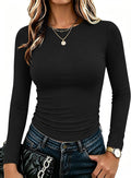 Zeagoo Women Long Sleeve Shirts Slim Fit Going Out Tops Crewneck Basic Tee