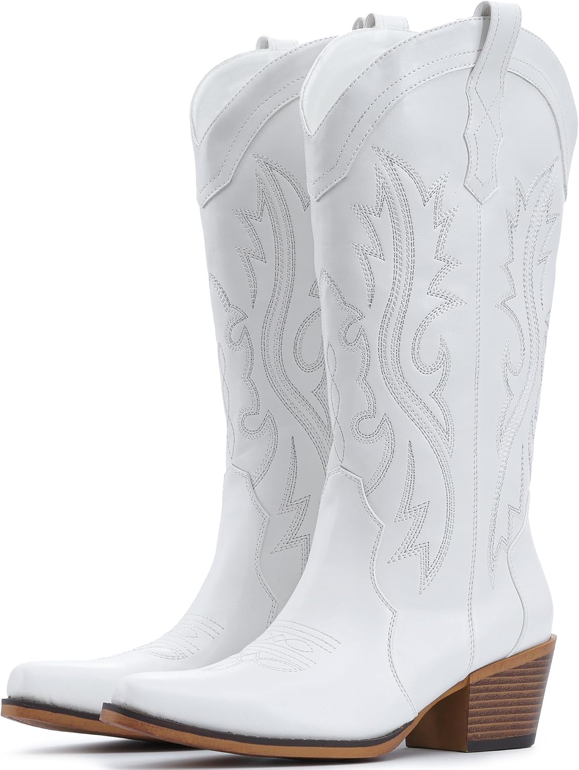 IUV Cowboy Boots For Women Western Cowgirl Boots Mid Calf Snip Toe