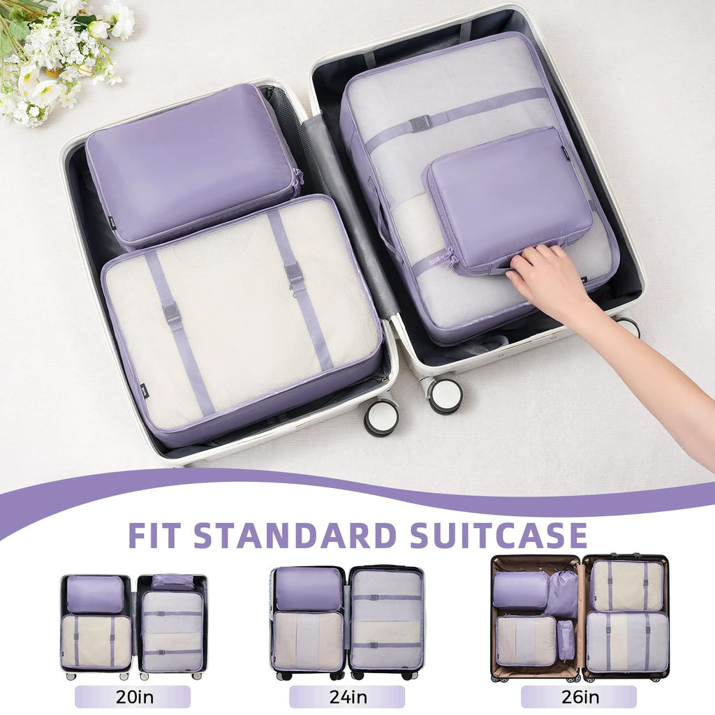 BAGAIL 8 Set Packing Cubes Luggage Packing Organizers for Travel Accessories-Cream