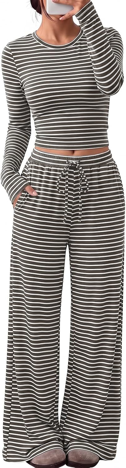 Trendy Queen Women's 2 Piece 2026 Fall Fashion Lounge Set with Pockets