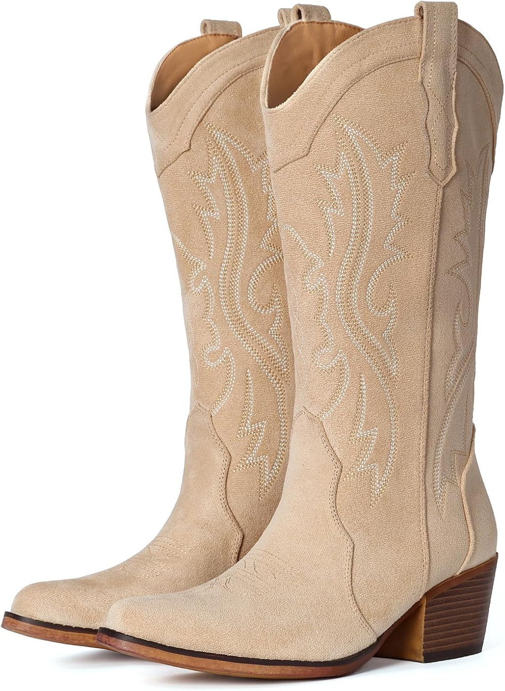 IUV Cowboy Boots For Women Western Cowgirl Boots Mid Calf Snip Toe