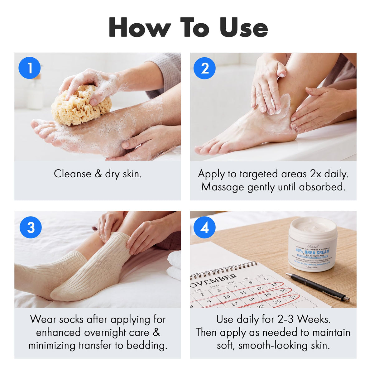 Ebanel Urea Cream 40% plus Salicylic Acid 2% for Dry Cracked Feet Skin