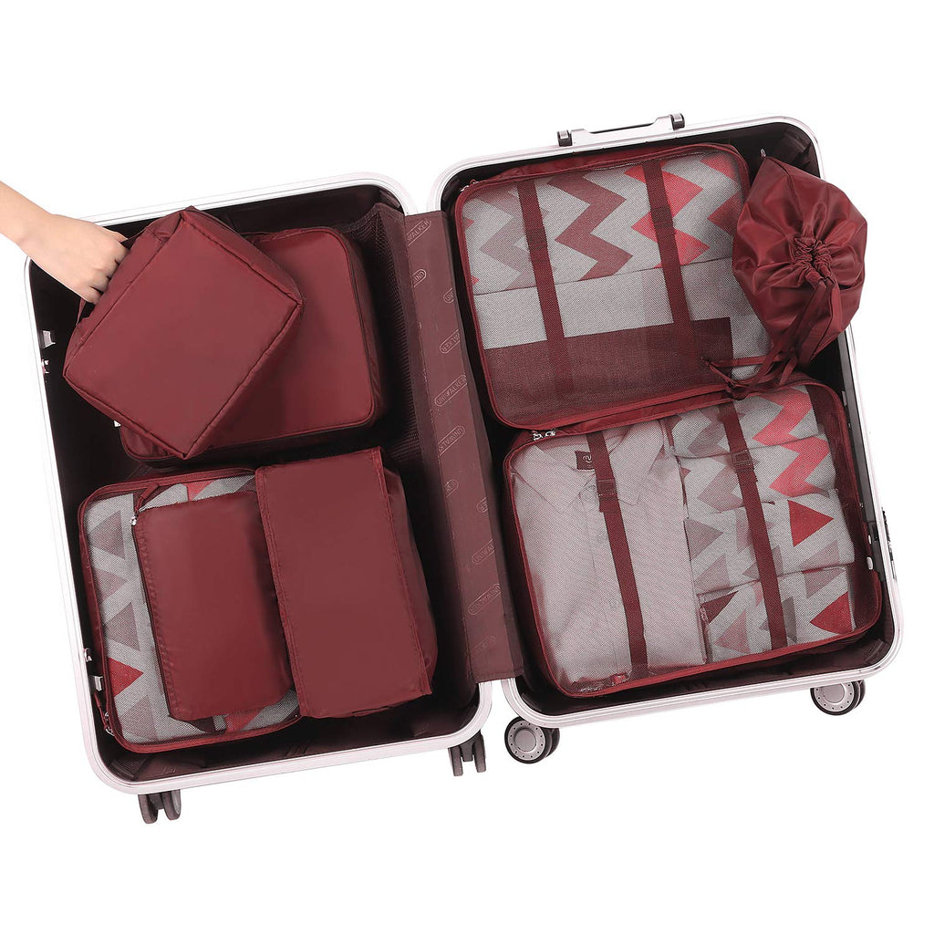 BAGAIL 8 Set Packing Cubes Luggage Packing Organizers for Travel Accessories-Cream