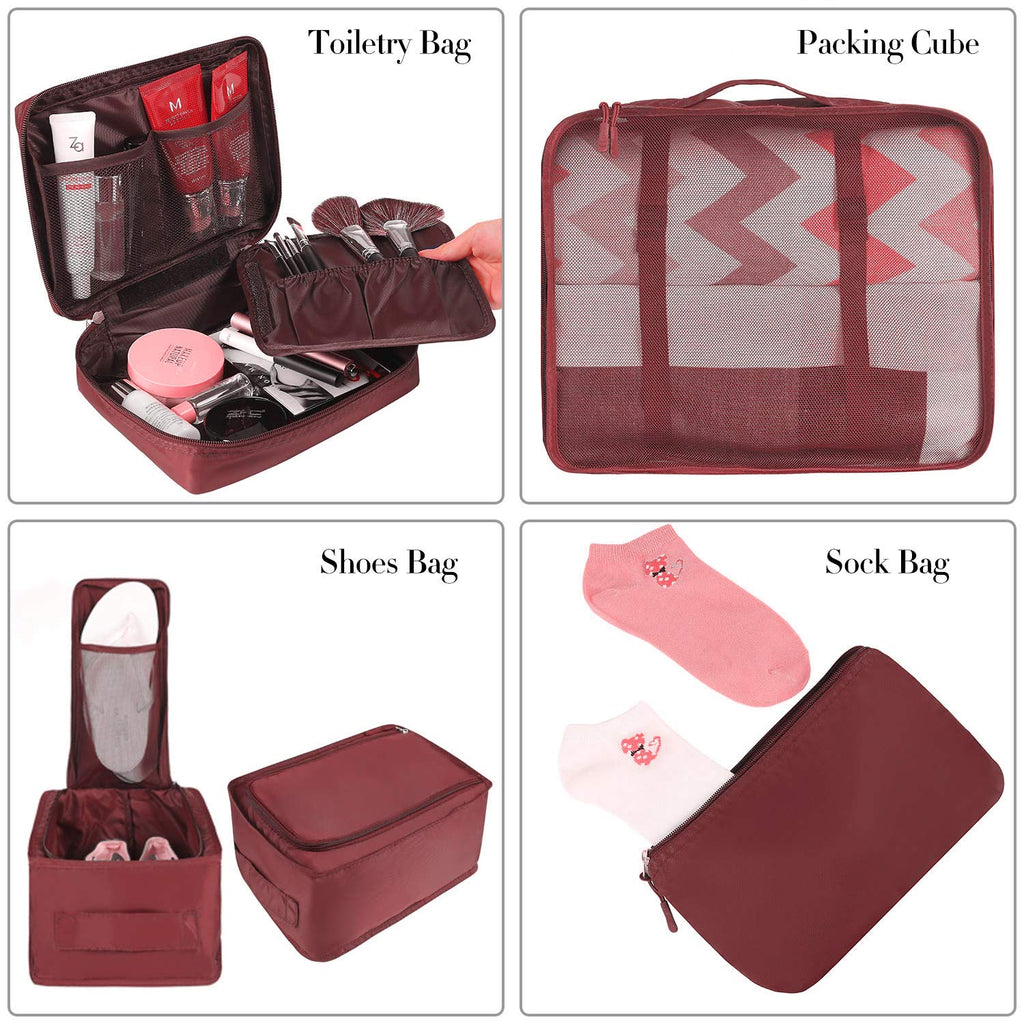 BAGAIL 8 Set Packing Cubes Luggage Packing Organizers for Travel Accessories-Cream