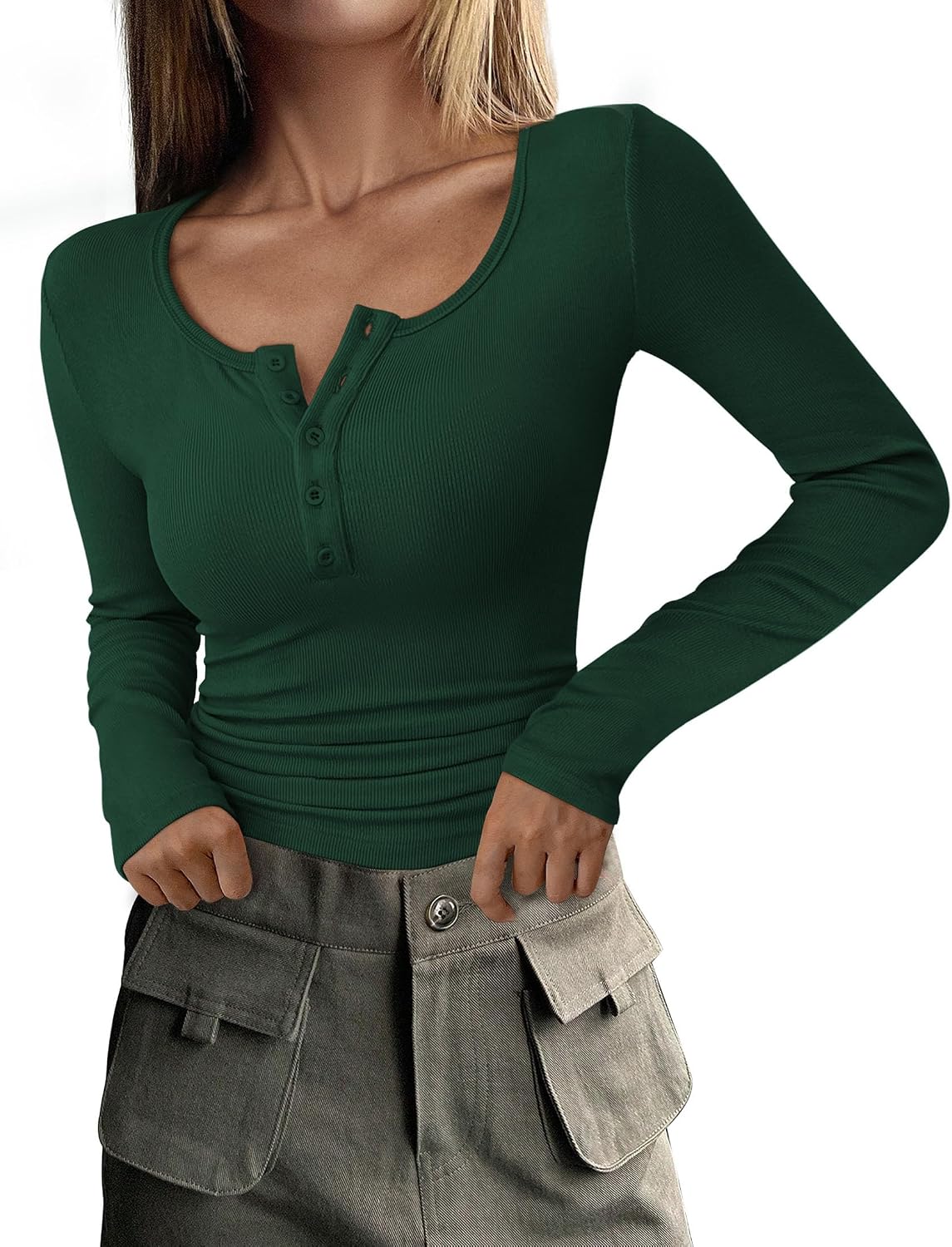 PRETTYGARDEN Women's Fall Long Sleeve Henley T Shirts