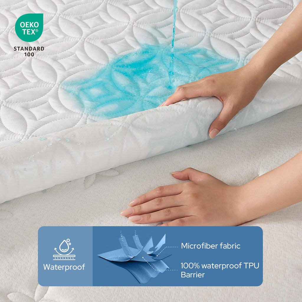 BEDLORE Waterproof Mattress Protector, Queen Size Mattress Pad Noiseless