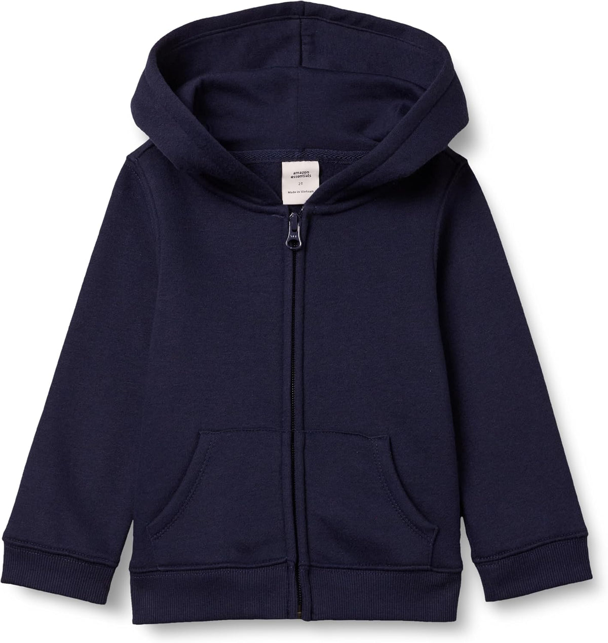 Amazon Essentials Girls and Toddlers' Fleece Zip-Up Hooded Sweatshirt with Lined Hood and Rib Knit Detail