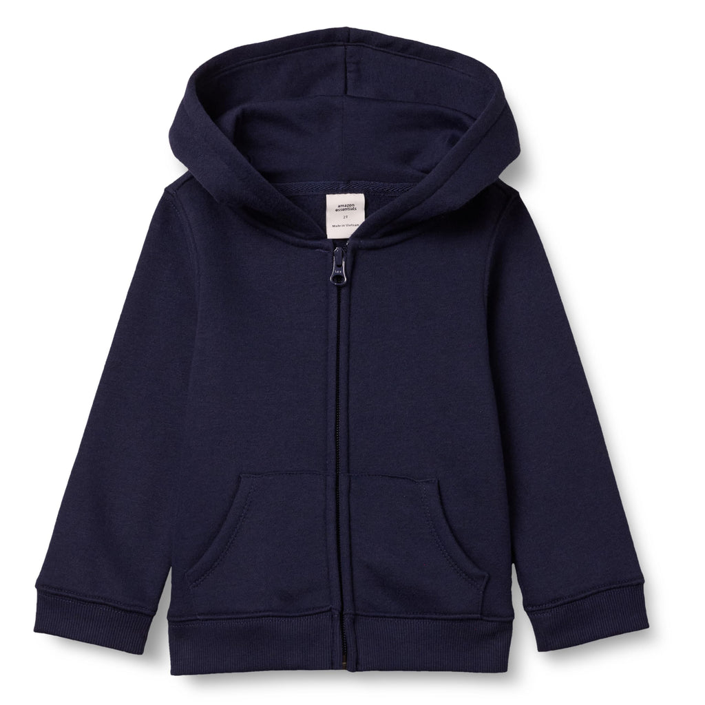 Amazon Essentials Girls and Toddlers' Fleece Zip-Up Hooded Sweatshirt with Lined Hood and Rib Knit Detail