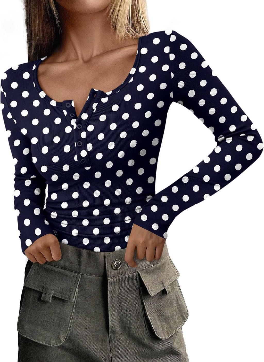 PRETTYGARDEN Women's Fall Long Sleeve Henley T Shirts