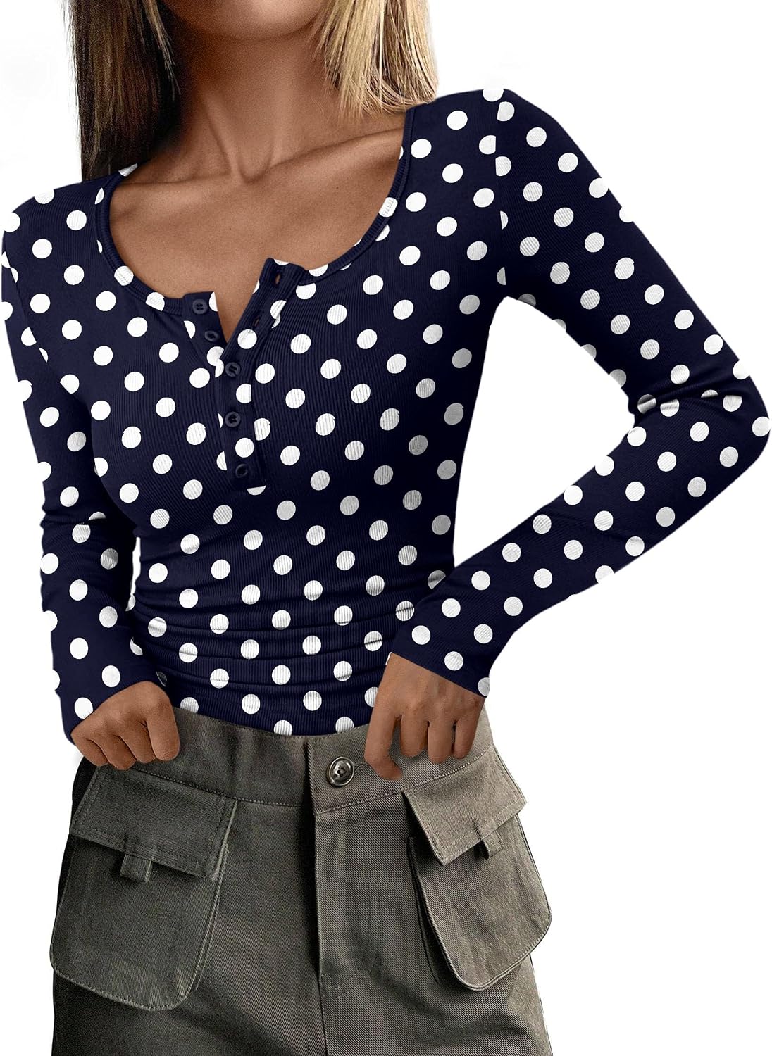 PRETTYGARDEN Women's Fall Long Sleeve Henley T Shirts
