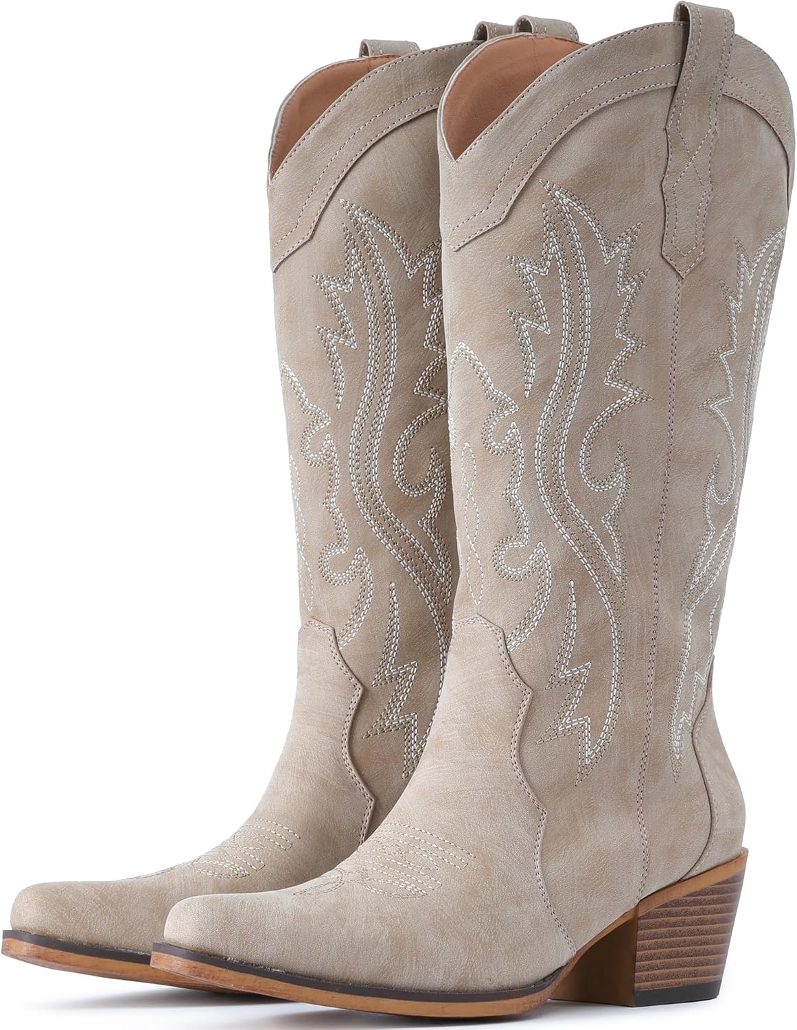 IUV Cowboy Boots For Women Western Cowgirl Boots Mid Calf Snip Toe