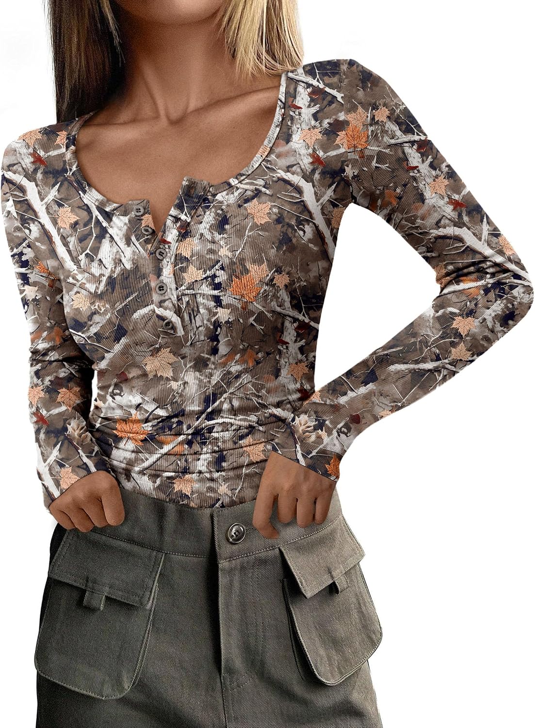 PRETTYGARDEN Women's Fall Long Sleeve Henley T Shirts