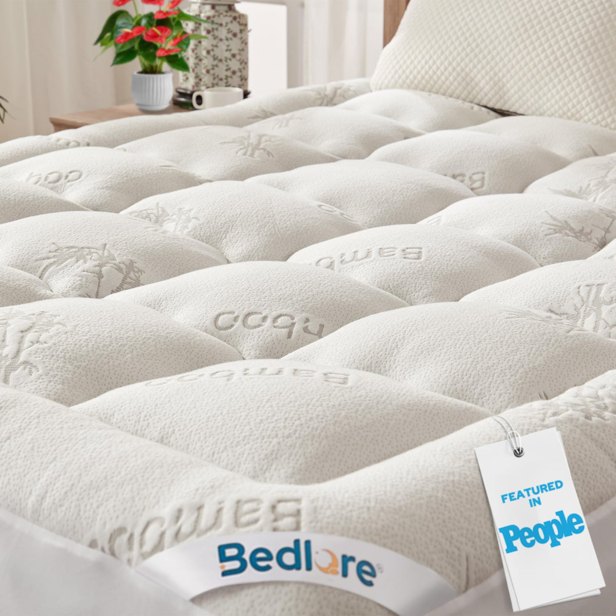 BEDLORE Full Size Mattress Topper, Thick Soft Pillow Top Bed Topper
