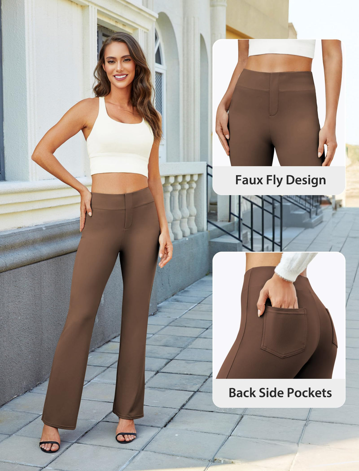 DLOODA Womens Bootcut Dress Pants Business Casual Work Pants with Pockets