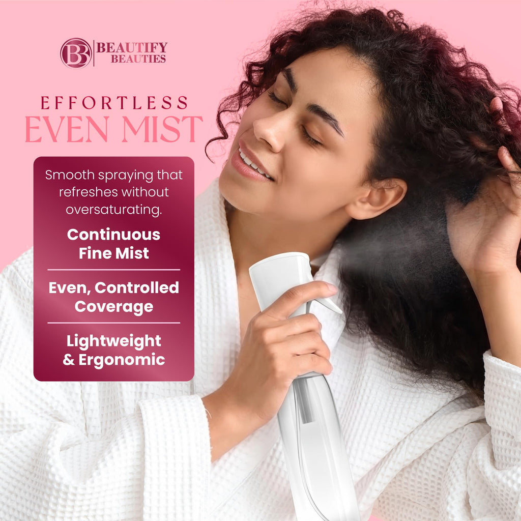 BeautifyBeauties Continuous Spray Bottle for Hair, 10.1 oz Mister Spray