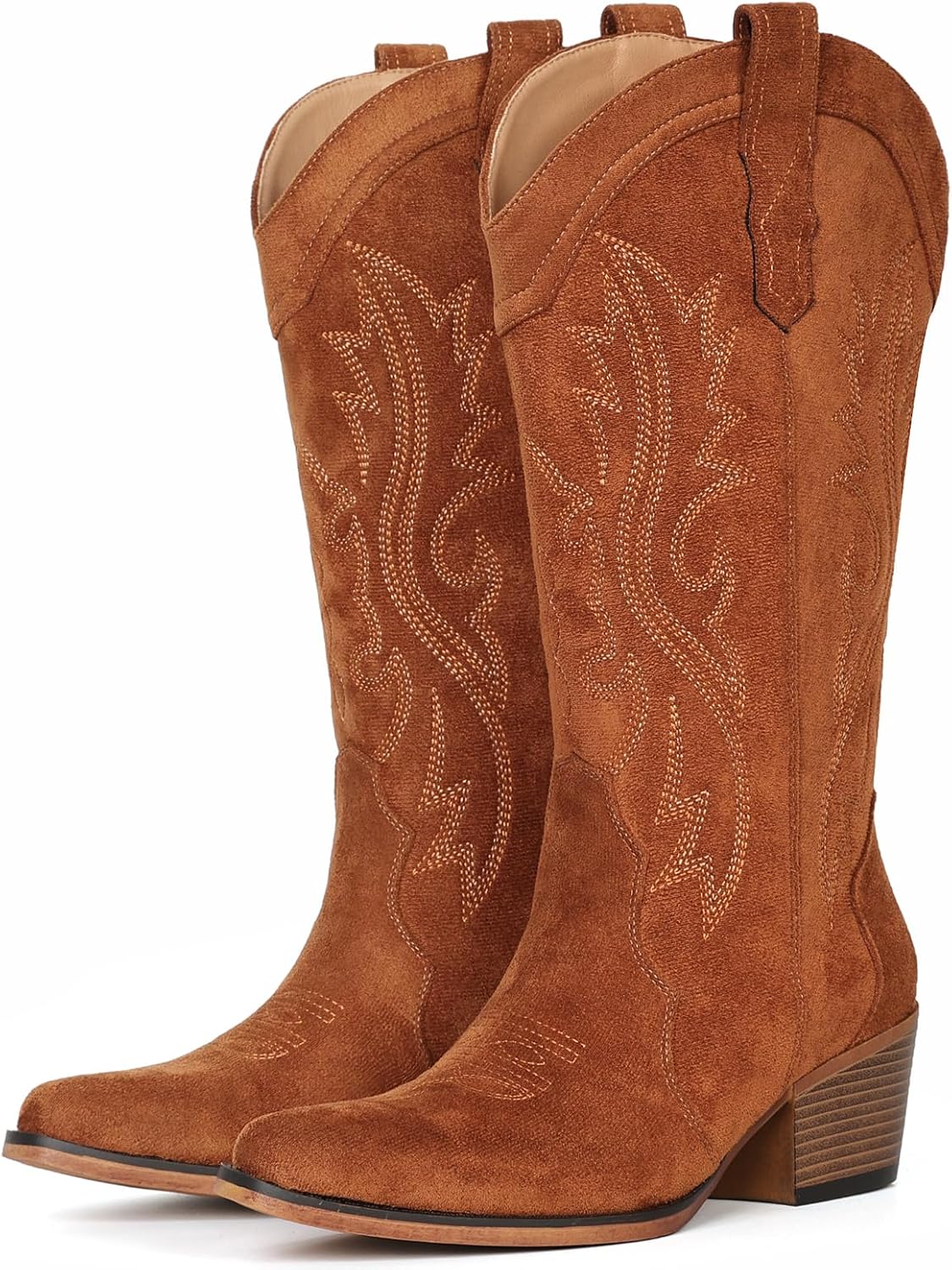 IUV Cowboy Boots For Women Western Cowgirl Boots Mid Calf Snip Toe