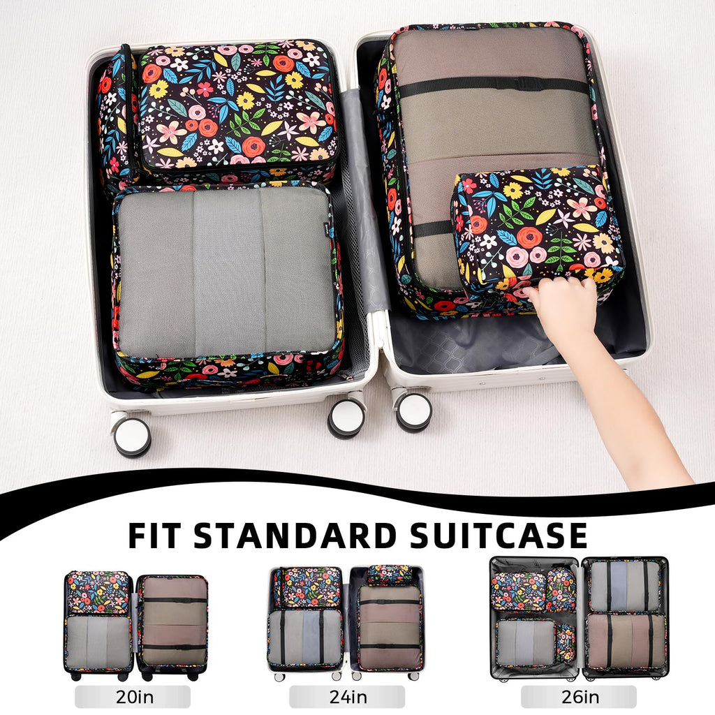 BAGAIL 8 Set Packing Cubes Luggage Packing Organizers for Travel Accessories-Cream