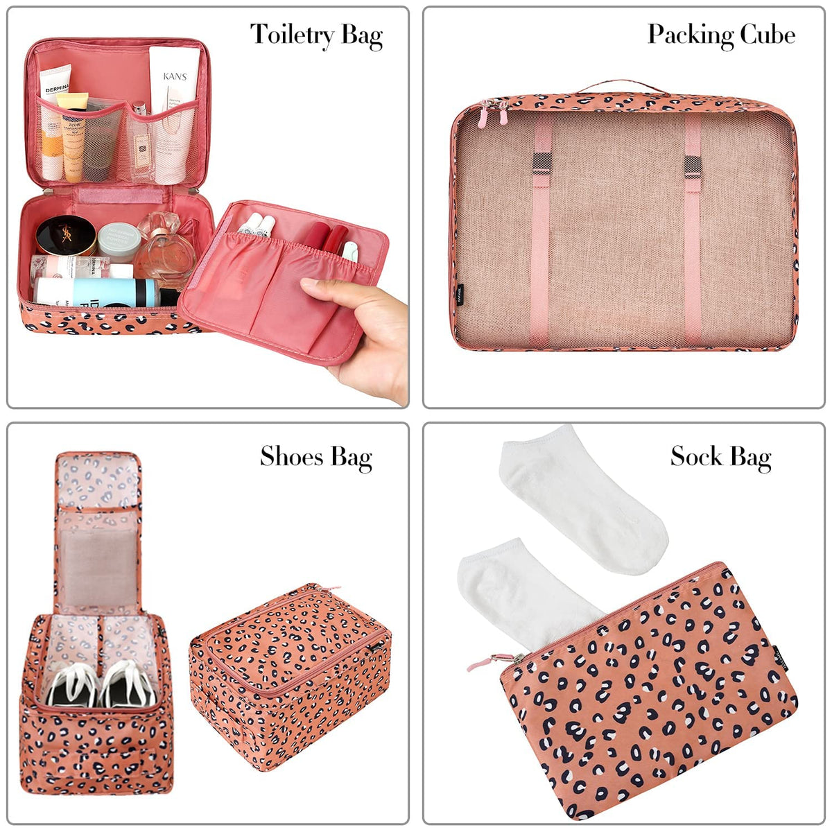 BAGAIL 8 Set Packing Cubes Luggage Packing Organizers for Travel Accessories-Cream