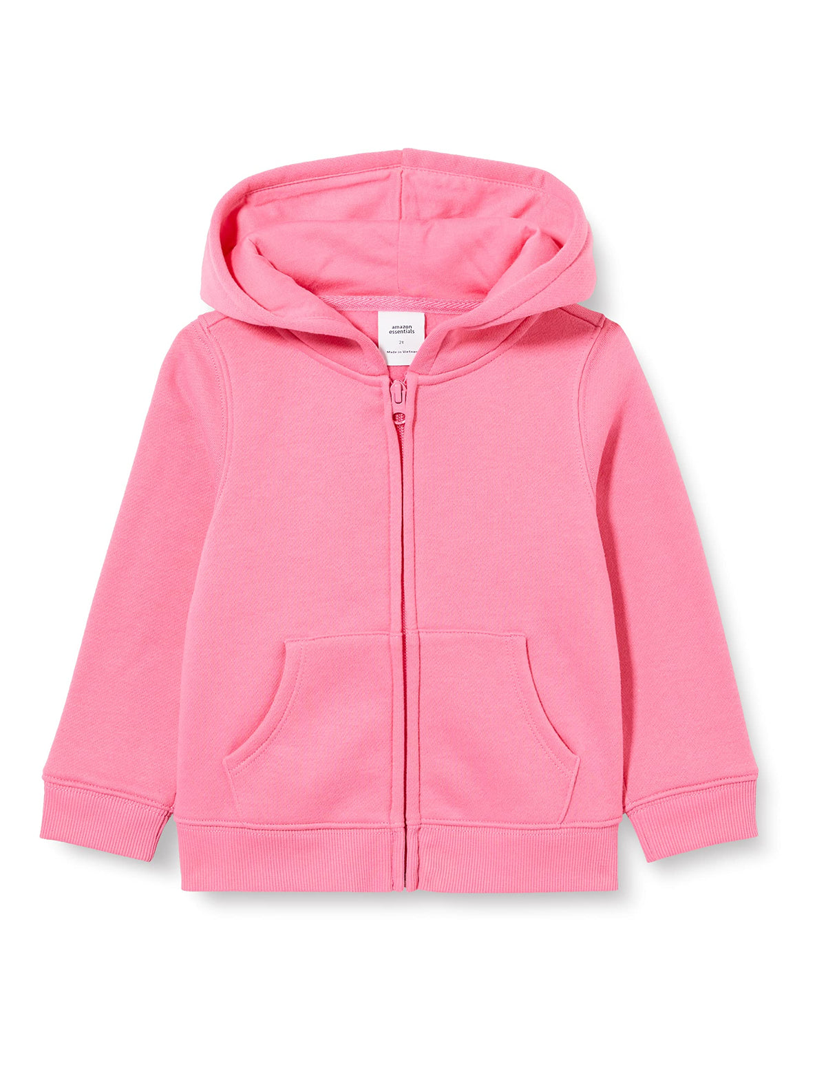 Amazon Essentials Girls and Toddlers' Fleece Zip-Up Hooded Sweatshirt with Lined Hood and Rib Knit Detail