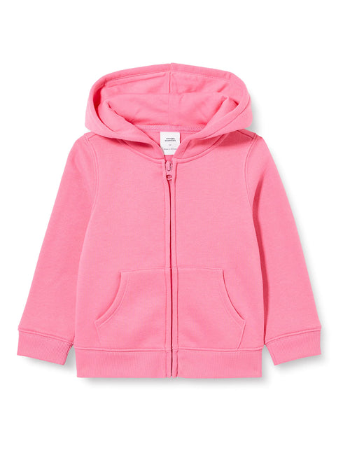 Amazon Essentials Girls and Toddlers' Fleece Zip-Up Hooded Sweatshirt with Lined Hood and Rib Knit Detail