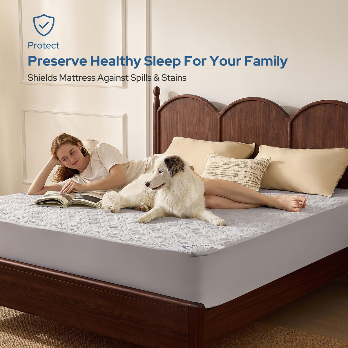 BEDLORE Waterproof Mattress Protector, Queen Size Mattress Pad Noiseless