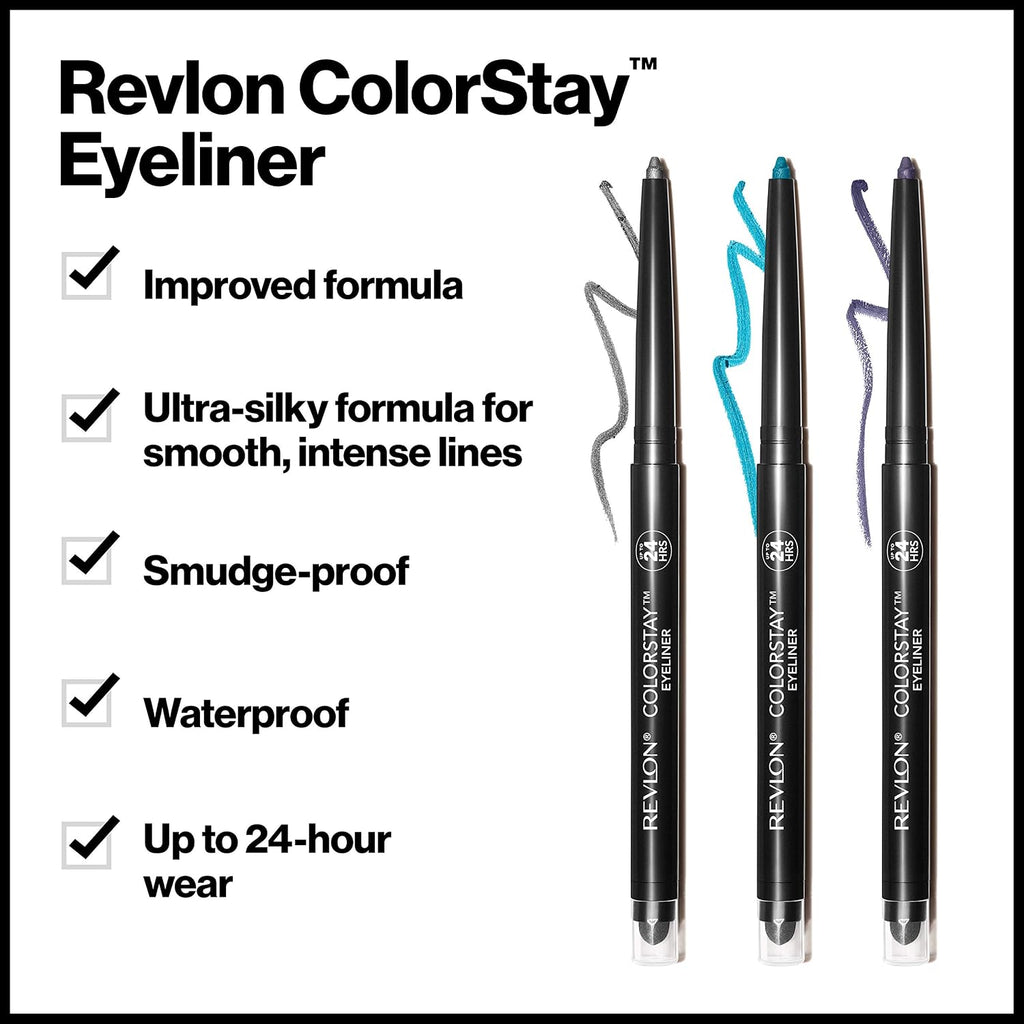 Revlon ColorStay Pencil Waterproof Eyeliner, 202 Black Brown, 0.01 oz