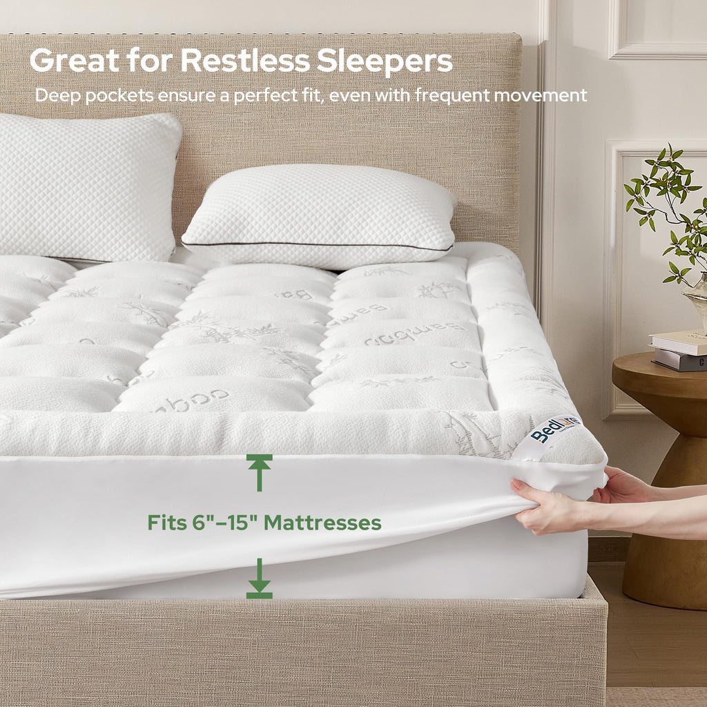 BEDLORE Full Size Mattress Topper, Thick Soft Pillow Top Bed Topper
